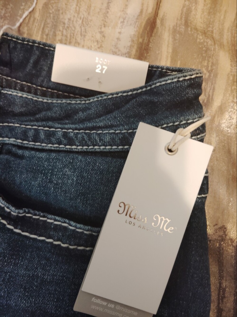 Miss Me Dark Blue Bootcut Jeans with Embroidered Pockets!! NWT ✅ Mid-Rise - Picture 8 of 16